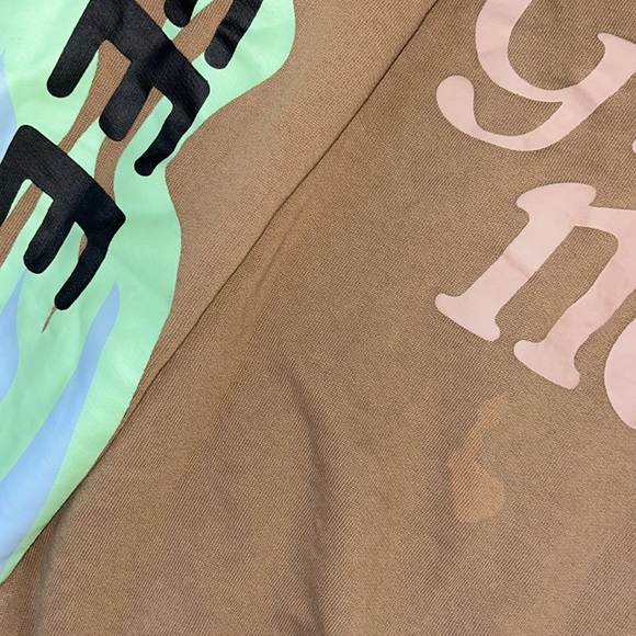 FREECITY Sz M 100% Brown Sweatshirt with Pink Heart Design - Picture 5 of 5